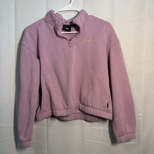 Vans Lavender Purple Quarter Zip Cropped Fleece Sweatshirt Womens X Large